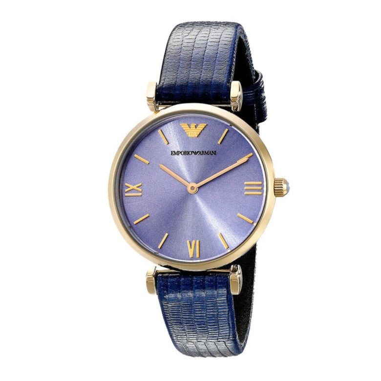  Shop Authentic Emporio Armani Gianni T Bar Blue Dial Blue Leather Strap Watch For Women - AR1875 - Luxxuri