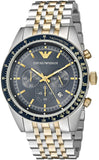  Shop Authentic Emporio Armani Tazio Chronograph Blue Dial Gold & Silver Stainless Steel Strap Watch For Men - AR8030 - Luxxuri