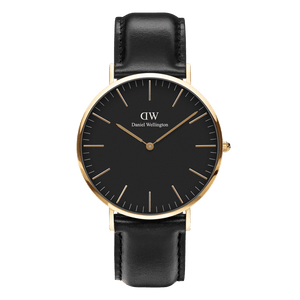  Shop Authentic Daniel Wellington Classic Sheffield Black Dial Black Leather Strap Watch For Women - DW00100139 - Luxxuri
