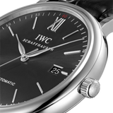 Shop Authentic IWC Portofino Automatic Black Dial Black Leather Strap Watch for Men - IW356502 - Luxxuri