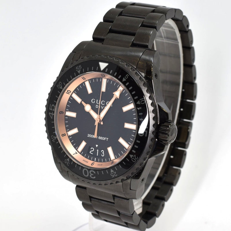  Shop Authentic Gucci Dive Quartz Black Dial Black Steel Strap Watch For Men - YA136213 - Luxxuri