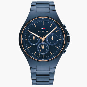  Shop Authentic Tommy Hilfiger Justin Chronograph Blue Dial Blue Steel Strap Watch For Men - 1792058 - Luxxuri