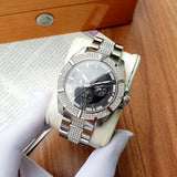  Shop Authentic Bulova Crystal Collection Chronograph Black Dial Two Tone Steel Strap Watch for Men - 96C126 - Luxxuri