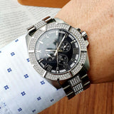  Shop Authentic Bulova Crystal Collection Chronograph Black Dial Two Tone Steel Strap Watch for Men - 96C126 - Luxxuri