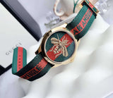  Shop Authentic Gucci Le Marche des Merveilles Green & Red Dial Green & Red NATO Strap Unisex Watch - YA126487 - Luxxuri