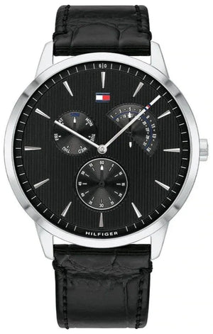 Shop Authentic Tommy Hilfiger Brad Chronograph Black Dial Black Leather Strap Watch For Men - 1710391 - Luxxuri