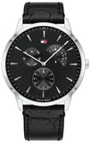  Shop Authentic Tommy Hilfiger Brad Chronograph Black Dial Black Leather Strap Watch For Men - 1710391 - Luxxuri