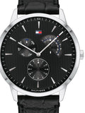  Shop Authentic Tommy Hilfiger Brad Chronograph Black Dial Black Leather Strap Watch For Men - 1710391 - Luxxuri