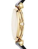  Shop Authentic Emporio Armani Gianni T-Bar Quartz Mother of Pearl Dial Black Leather Strap Watch For Women - AR1910 - Luxxuri