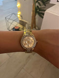  Shop Authentic Guess Viva Diamonds Gold Dial Gold Steel Strap Watch for Women - W0111L2 - Luxxuri