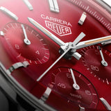  Shop Authentic Tag Heuer Carrera Automatic Chronograph Red Dial Black Leather Strap Watch for Men - CBK221G.FC6479 - Luxxuri