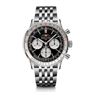  Shop Authentic Breitling Navitimer B01 Chronograph 43 Black Dial Silver Steel Strap Watch for Men - AB0138211B1A1 - Luxxuri