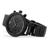  Shop Authentic Emporio Armani Mario Chronograph Black Dial Black Steel Strap Watch For Men - AR11242 - Luxxuri