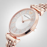  Shop Authentic Emporio Armani Gianni T-Bar Crystals Silver Dial Rose Gold Steel Strap Watch For Women - AR11446 - Luxxuri