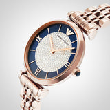  Shop Authentic Emporio Armani Gianni T-Bar Quartz Crystals Black Dial Gold Steel Strap Watch For Women - AR11423 - Luxxuri