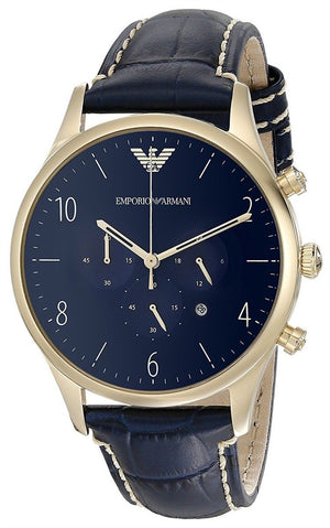  Shop Authentic Emporio Armani Chronograph Midnight Blue Dial Blue Leather Strap Watch For Men - AR1862 - Luxxuri