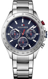 Tommy Hilfiger Hudson Chronograph Quartz Blue Dial Silver Steel Strap Watch For Men - 1791228