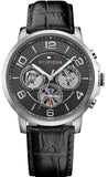  Shop Authentic Tommy Hilfiger Keagan Quartz Grey Dial Black Leather Strap Watch for Men - 1791289 - Luxxuri