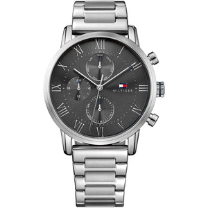  Shop Authentic Tommy Hilfiger Kane Chronograph Grey Dial Silver Steel Strap Watch for Men - 1791397 - Luxxuri