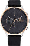 Shop Authentic Tommy Hilfiger Chase Chronograph Quartz Grey Dial Black Leather Strap Watch For Men - 1791488 - Luxxuri
