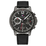  Shop Authentic Tommy Hilfiger London Chronograph Grey Dial Black Leather Strap Watch for Men - 1791533 - Luxxuri