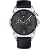  Shop Authentic Tommy Hilfiger Deacan Grey Dial Black Leather Strap Watch for Men - 1791548 - Luxxuri