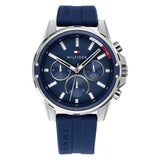  Shop Authentic Tommy Hilfiger Mason Blue Dial Blue Rubber Strap Watch for Men - 1791791 - Luxxuri