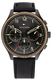  Shop Authentic Tommy Hilfiger Asher Chronograph Black Dial Black Leather Strap Watch For Men - 1791854 - Luxxuri