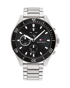  Shop Authentic Tommy Hilfiger Larson Multifunction Black Dial Silver Steel Strap Watch For Men - 1791916 - Luxxuri