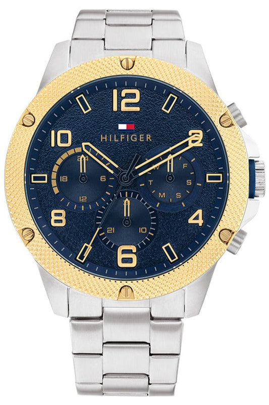 Tommy Hilfiger Blaze Chronograph Blue Dial Silver Steel Strap Watch for Men - 1792031