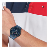  Shop Authentic Tommy Hilfiger Justin Chronograph Blue Dial Blue Steel Strap Watch For Men - 1792058 - Luxxuri