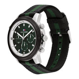 Shop Authentic Tommy Hilfiger Troy Chronograph Green Dial Two Tone Nylon Strap Watch For Men - 1792107 - Luxxuri