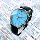  Shop Authentic Emporio Armani Chronograph Blue Dial Blue Leather Strap Watch For Men - AR1889 - Luxxuri