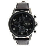  Shop Authentic Hugo Boss Navigator Black Dial Black Leather Strap Watch for Men - 1513497 - Luxxuri