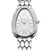 Shop Authentic Bvlgari Serpenti Seduttori Diamonds Silver Dial Silver Steel Strap Watch for Women - SERPENTI103361 - Luxxuri