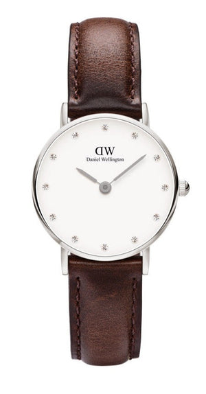  Shop Authentic Daniel Wellington Classy Bristol White Dial Brown Leather Strap Watch For Women - DW00100070 - Luxxuri