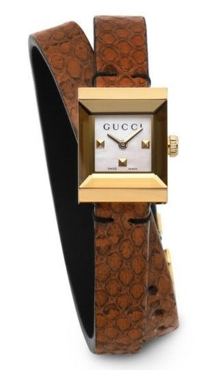  Shop Authentic Gucci G Frame White Dial Brown Leather Strap Watch For Women - YA128523 - Luxxuri