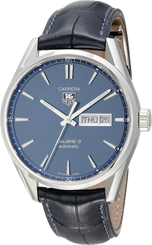  Shop Authentic Tag Heuer Carrera Calibre 5 Automatic Blue Dial Blue Leather Strap Watch for Men - WAR201E.FC6292 - Luxxuri