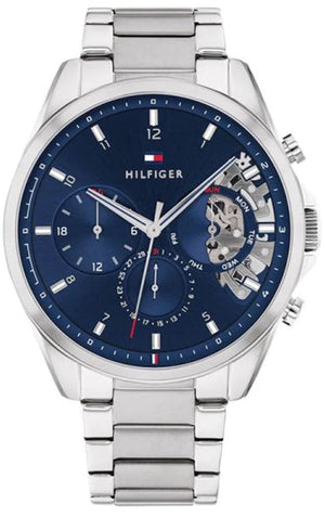  Shop Authentic Tommy Hilfiger Baker Quartz Blue Dial Silver Steel Strap Watch For Men - 1710448 - Luxxuri