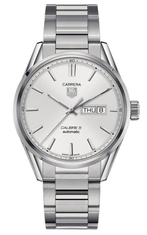  Shop Authentic Tag Heuer Carrera Calibre 5 Automatic White Dial Silver Steel Strap Watch for Men - WAR201B.BA0723 - Luxxuri