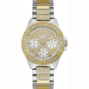  Shop Authentic Guess Frontier Chronograph Crystals Gold Dial Two Tone Steel Strap Watch For Women - W1156L5 - Luxxuri