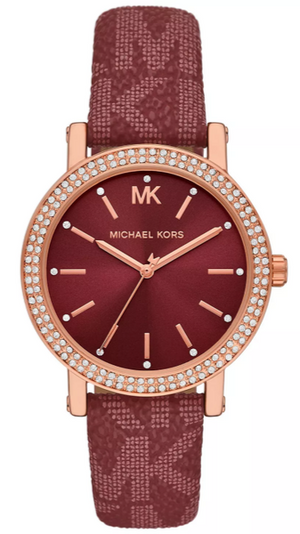 Shop Authentic Michael Kors Corey Crystals Red Dial Red Leather Strap Watch for Women - MKO1025 - Luxxuri