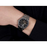  Shop Authentic Fossil Forrester Automatic Skeleton Black Dial Silver Steel Strap Watch for Men - ME3180 - Luxxuri