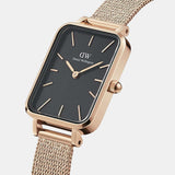  Shop Authentic Daniel Wellington Quadro Melrose Black Dial Rose Gold Mesh Bracelet Watch For Women - DW00100432 - Luxxuri