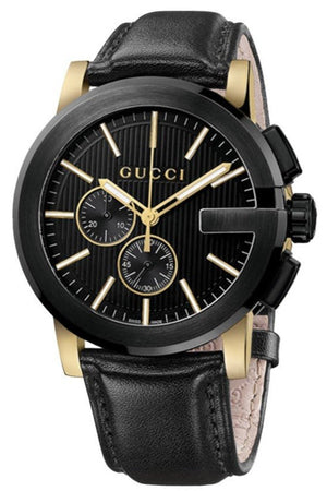  Shop Authentic Gucci G Chrono Black Dial Black Leather Strap Watch For Men - YA101203 - Luxxuri