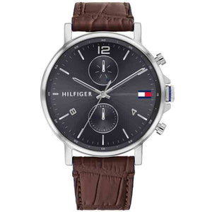  Shop Authentic Tommy Hilfiger Daniel Grey Dial Brown Leather Strap Watch for Men - 1710416 - Luxxuri