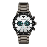  Shop Authentic Emporio Armani Mario Chronograph White Dial Black Steel Strap Watch For Men - AR11471 - Luxxuri