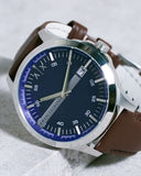  Shop Authentic Armani Exchange Hampton Chronograph Blue Dial Brown Leather Strap Watch For Men - AX2133 - Luxxuri