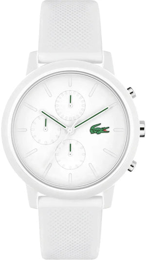 Lacoste 12.12 Chronograph White Dial White Silicon Strap Watch for Men  - 2011246
