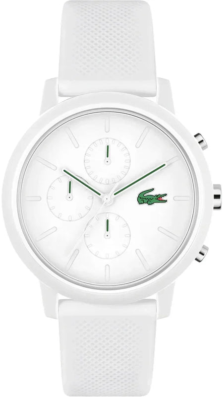 Lacoste 12.12 Chronograph White Dial White Silicon Strap Watch for Men  - 2011246